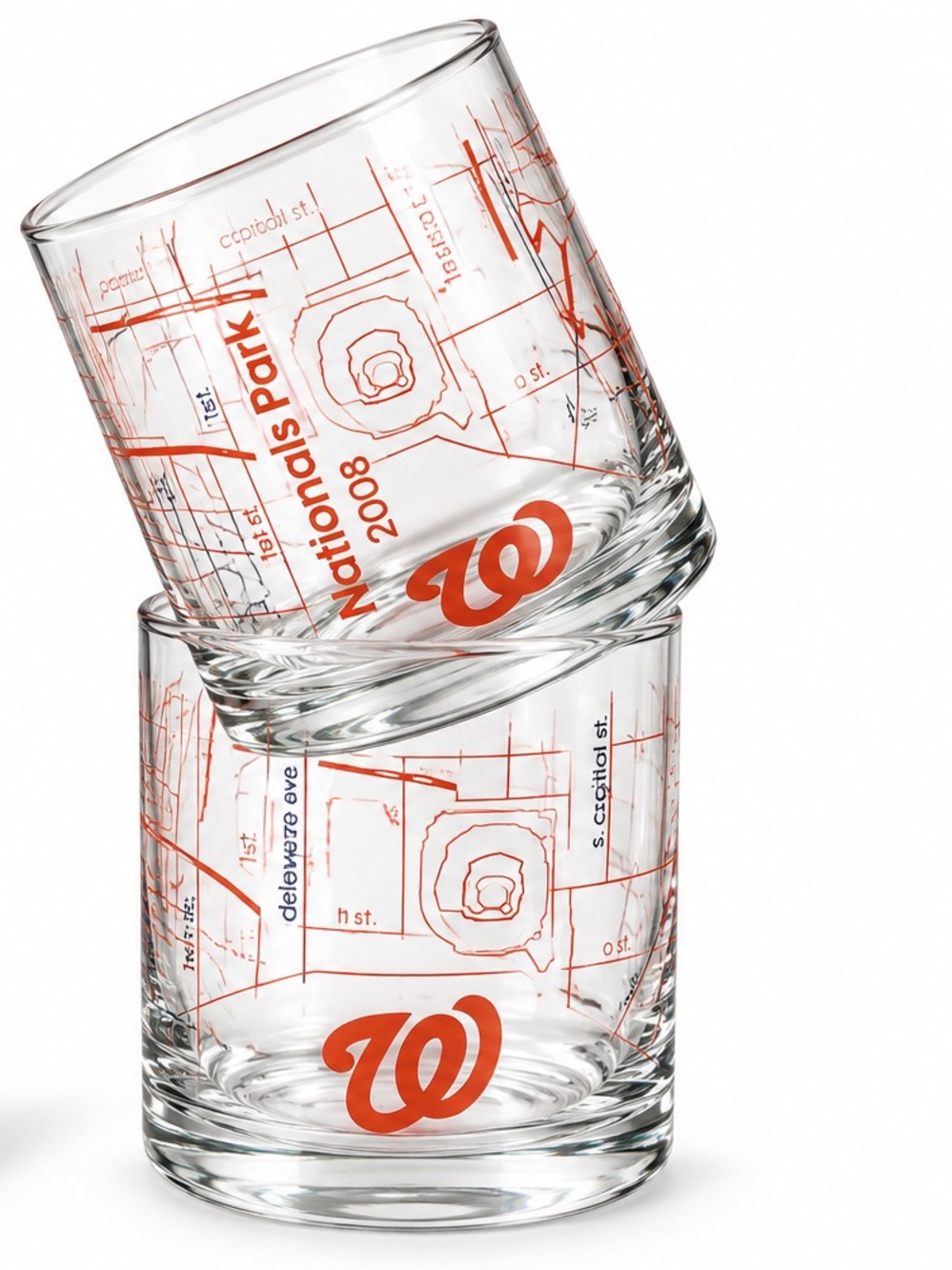 Nationals Park Map Double Old Fashioned Glasses - Orange Detail